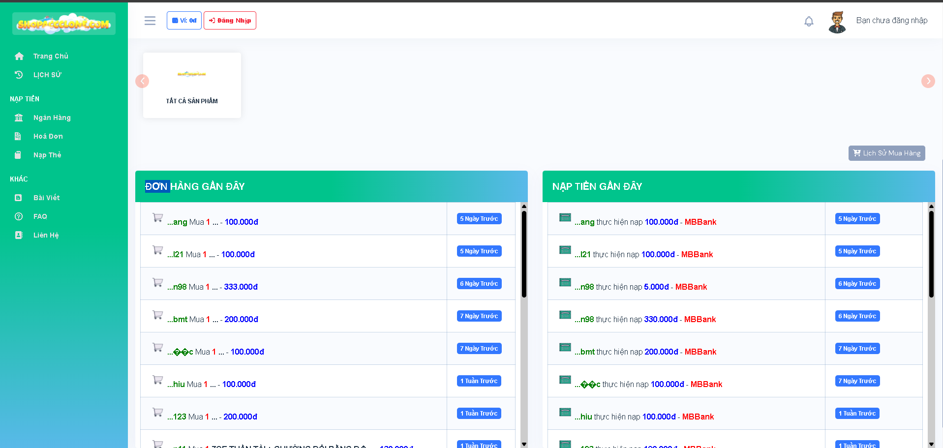 Shop Clone random Tài Khoản Tịch Hợp AuTo Thanh Toán